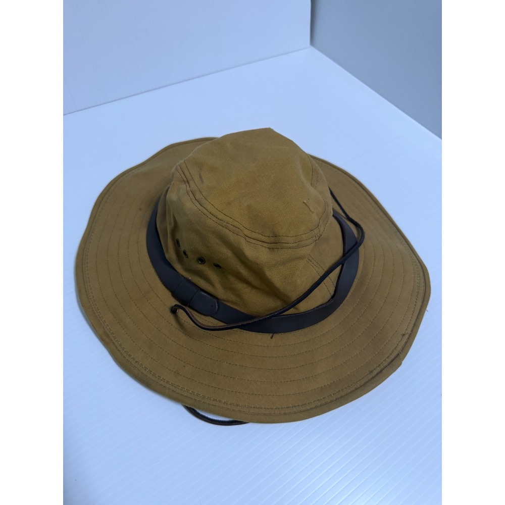 Filson Tin Cloth Bush Hat Dark Tan Oil Finish Cotton Wide Brim L